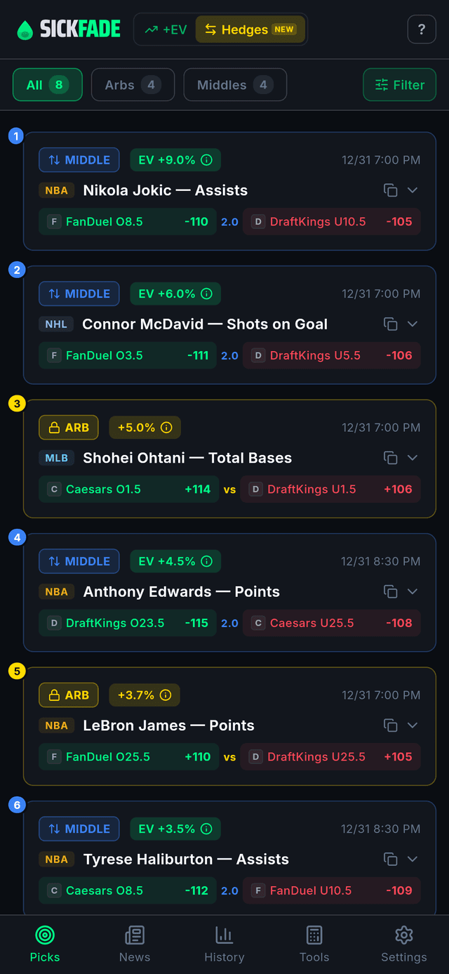 SickFade arbs and middles screen