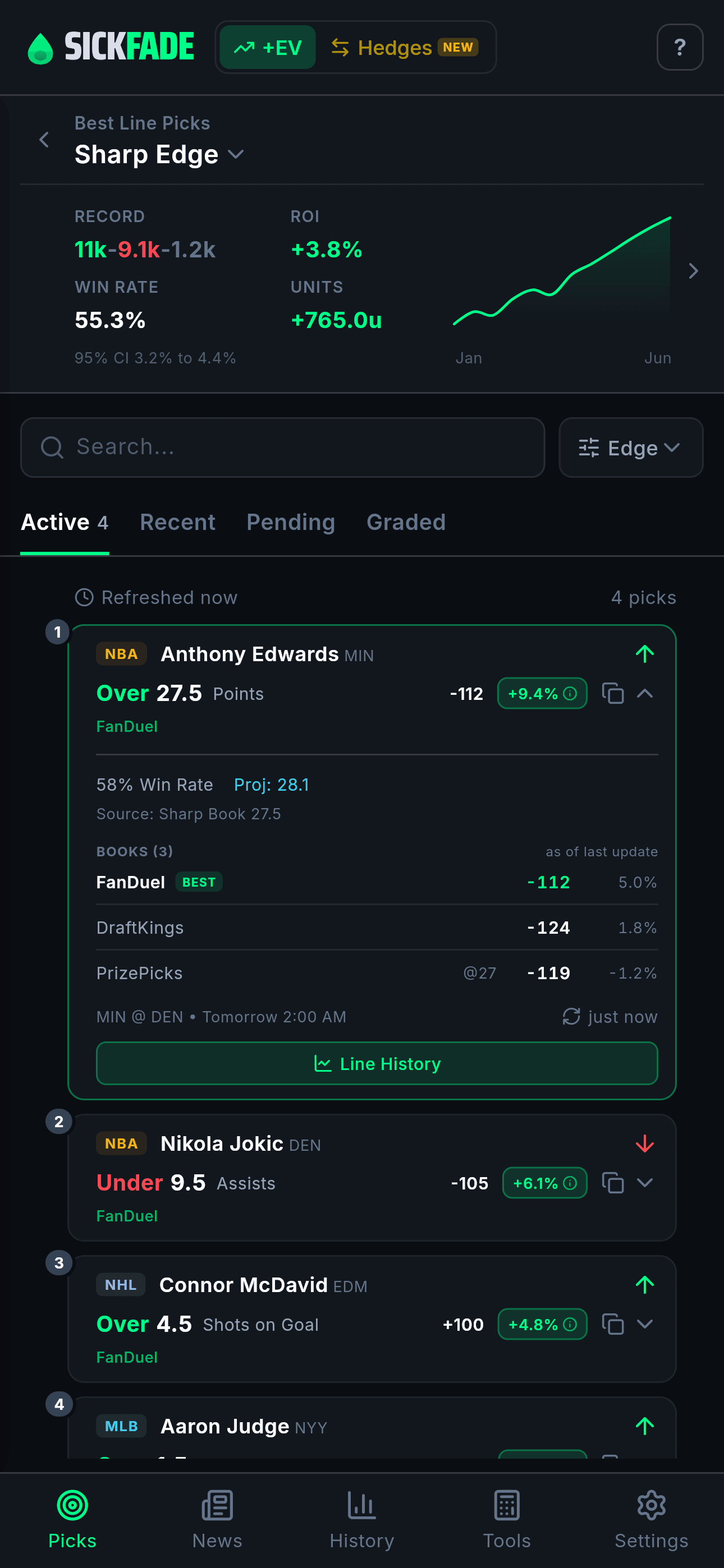 Line movement screen